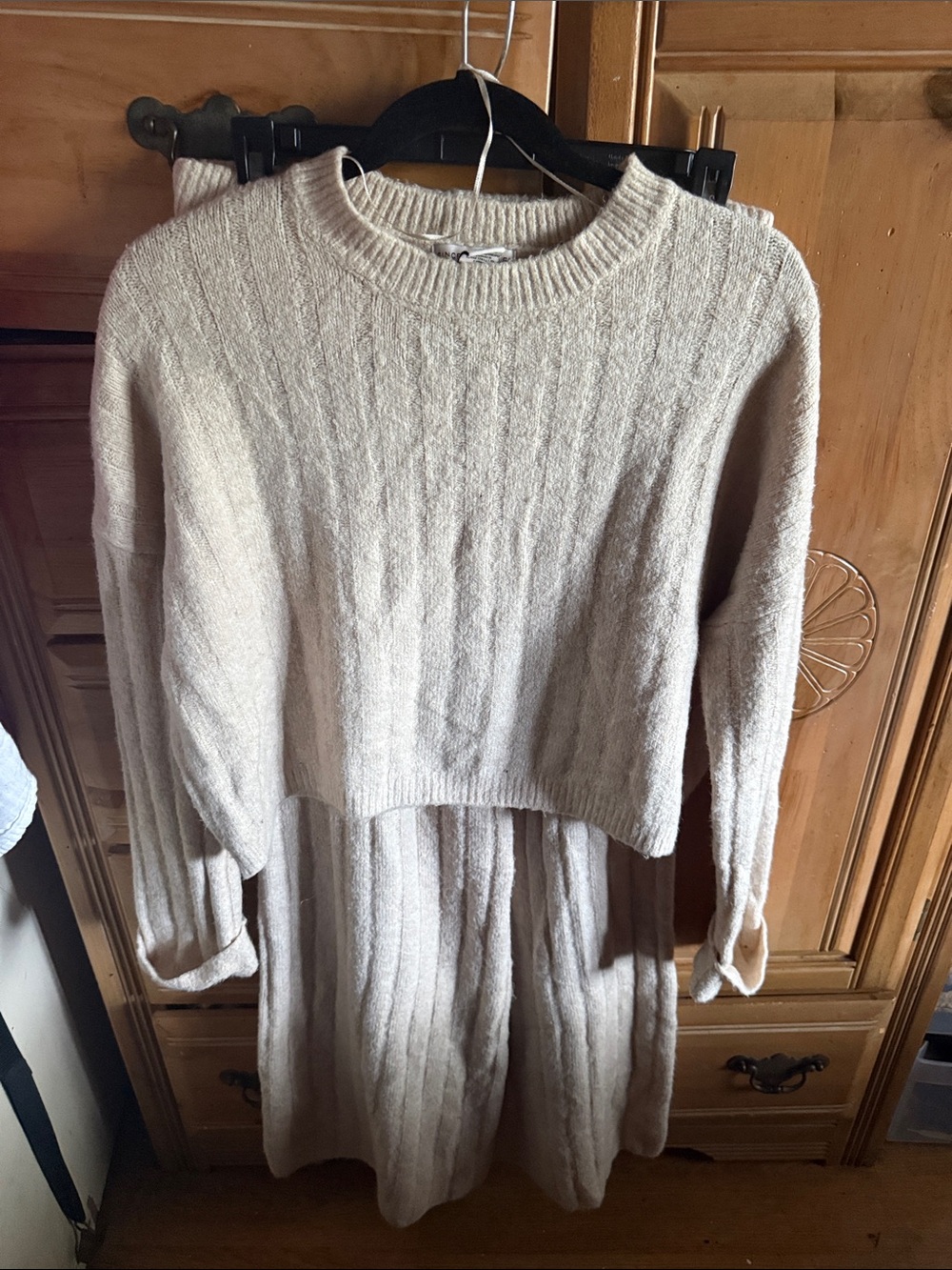 Sincerly Jules Cream Ribbed Knit Pants & Sweater Set